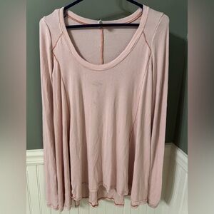 Free People Light Pink Long Sleeve Tee